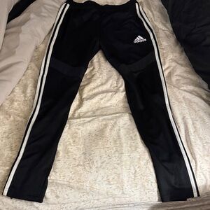 Adidas Black Joggers with White Stripes